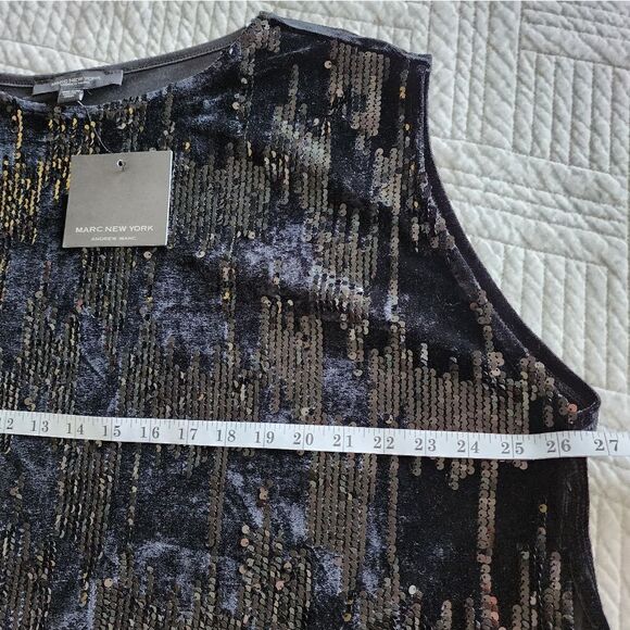 Marc new york velvet and sequins boxi half open sides top - Picture 6 of 12